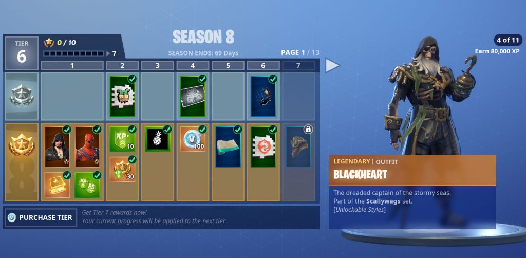 All New Fortnite Season 8 Outfits All The New Season 8 Battle Pass - tier 1 progressive skins blackherart and hybrid hybrid fortnite skin